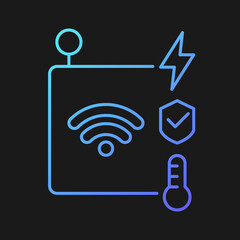 IoT sensors gradient vector icon for dark theme. Information transmission over wireless network. Smart security system. Thin line color symbol. Modern style pictogram. Vector isolated outline drawing