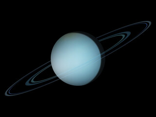Uranus Planet isolated in black.