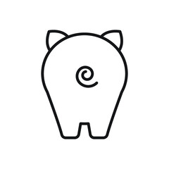Pig icon, back of pig. Stroke outline style.
