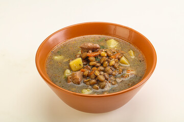 Lentil soup with chicken and vegetables