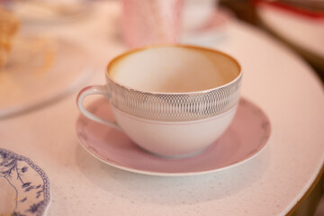 Beautiful pink cup on the table