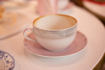 Beautiful pink cup on the table
