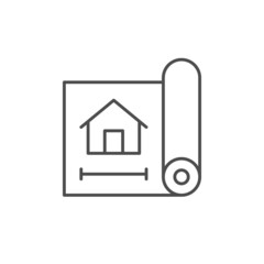 House blueprint line outline icon