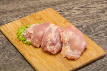 Raw chicken boneless and skinless leg