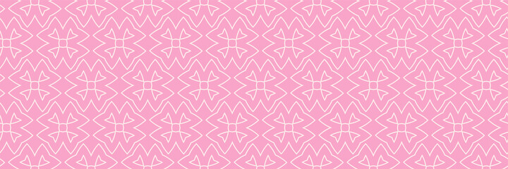 Cute background pattern with floral ornaments on a pink background. Seamless pattern for wallpaper. Vector image