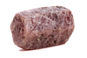 Macro mineral stone Ruby in the breed a white background