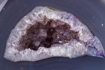 Macro mineral stone Agate breed a white background