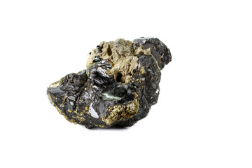 Macro mineral stone  Sphalerite Pyrite on a white background