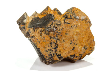 Macro mineral stone smoky quartz, rauchtopaz on a white background