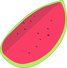 water melon slice flat design illustration