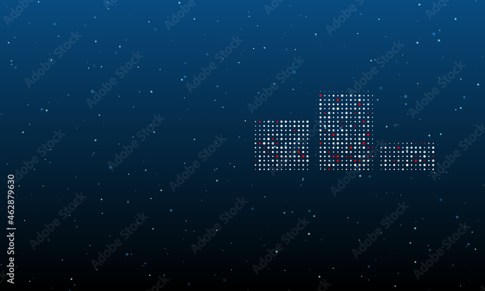 Aufkleber on the right is the winners podium symbol filled with white dots. background pattern from dots and c