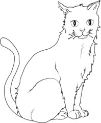 dibujo de gato sentado lineas