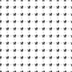 Square seamless background pattern from black baby carriage symbols are different sizes and opacity. The pattern is evenly filled. Vector illustration on white background