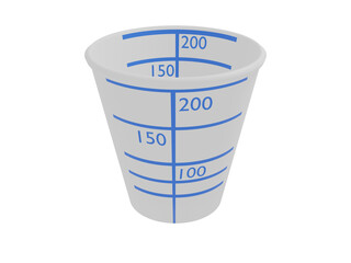 検尿コップ青のラインと文字の3dイラスト