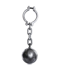 Prisoner ball with chain on white background