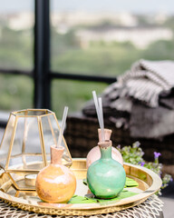 beautiful and interesting cocktail glasses for tropical cocktails at a restaurant