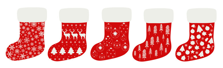 Set Christmas stocking vector illustration