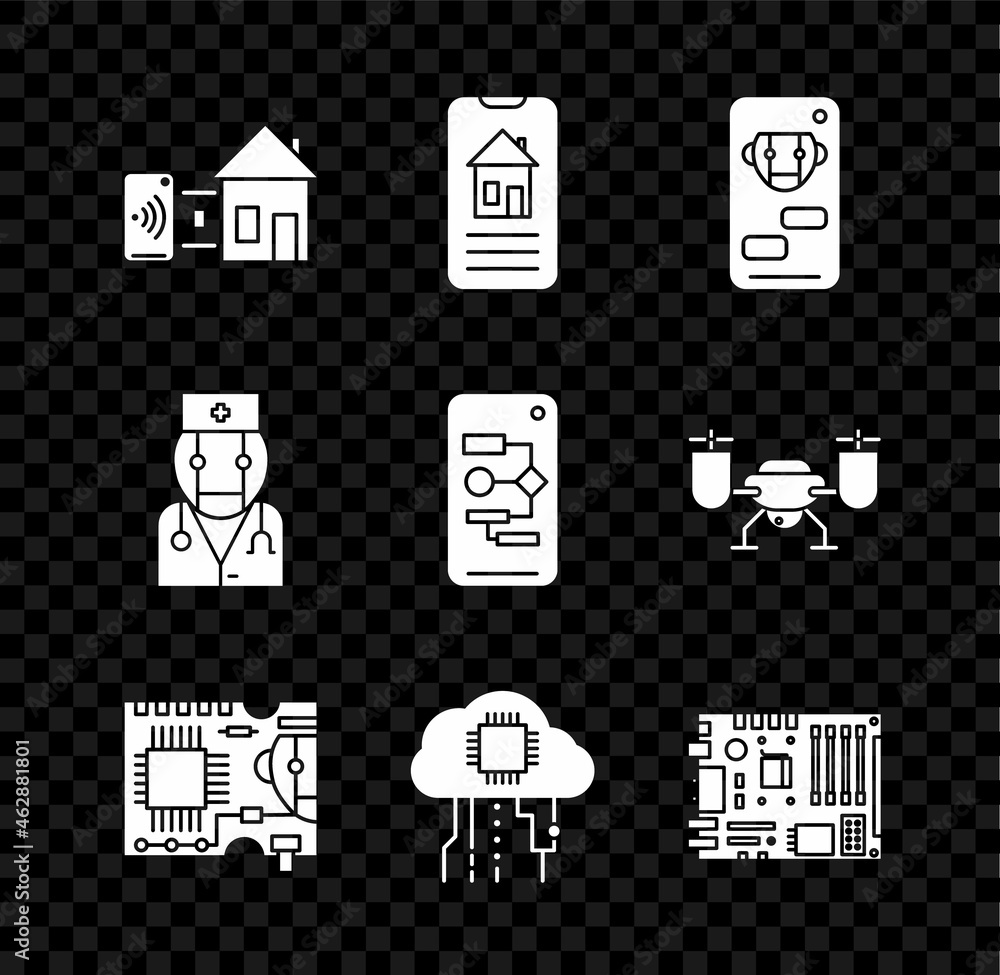 Poster set smart home, bot, printed circuit board pcb, internet of things, electronic computer components m
