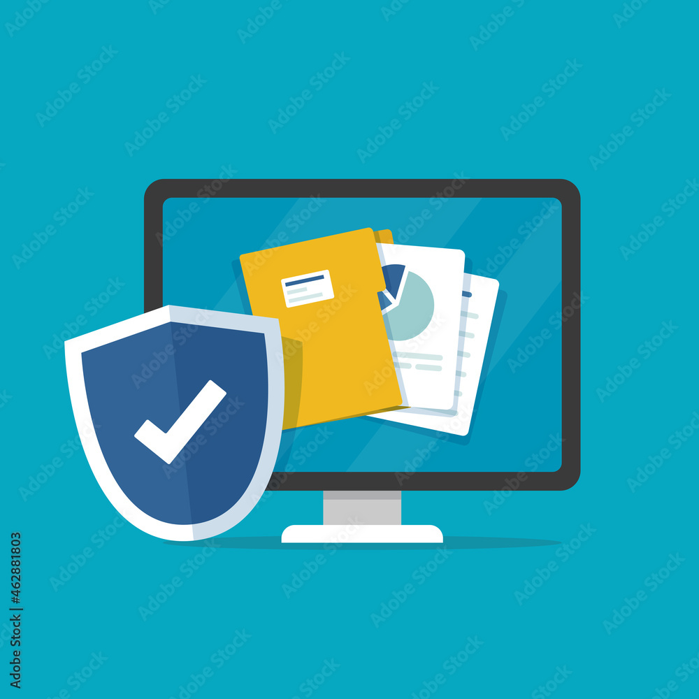 Poster secure confidential document online access with private lock,electronic safety doc data padlock symb