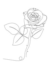 Rose flower icon. Continuous one line drawing. Vector illustration,vector illustration for t-shirt.
