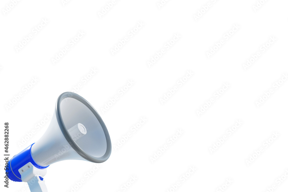 Poster megaphone with copy space on white background