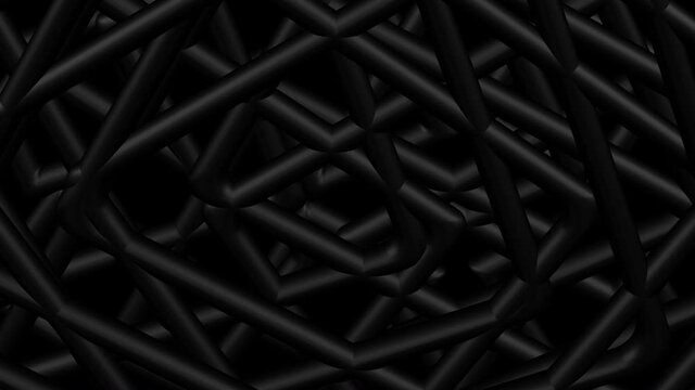 Concept: oil pipeline. Geometric surface background animation. Interweaving of black rhombus on the black surface. Loopable. Full frame. 3d rendering.