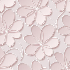 Pink floral 3d background. Seamless pattern for decoration. Ornate pattern with flowers. Vector illustration