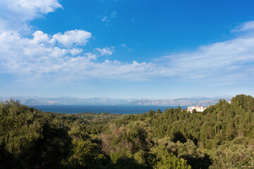 Fototapeta na wymiar Amazing scenery to the sea to the south-east of Corfu island, Greece, near Spartera village