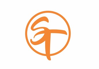 Initial letter ST in circle shape