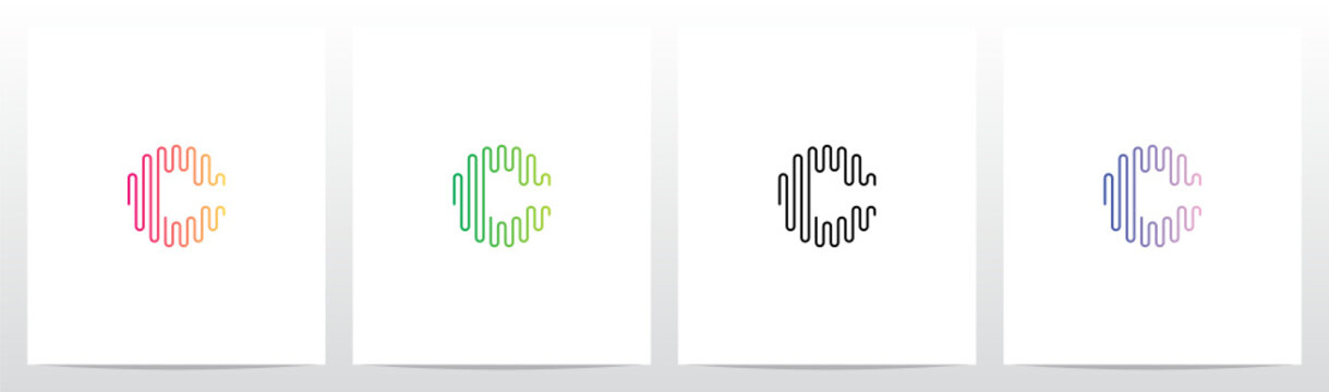 Sound Wave Lines Letter Logo Design C