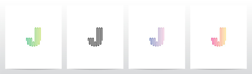 Sound Wave Lines Letter Logo Design J
