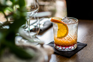 Old fashioned cocktail at a restaurant