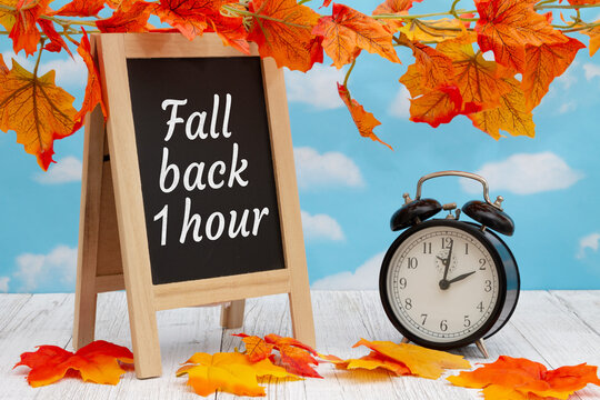 Daylight saving time ends 2023 fall back concept Vector Image