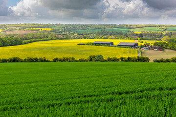 View from the North Downs towards Hollingbourne near Maidstone in Kent, England 