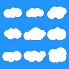 Set of blue sky, clouds icon Vector illustration. Flat shadows.