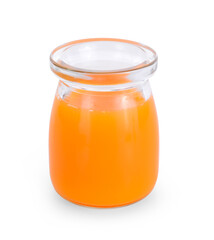 Orange juice bottle on white background