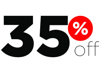 35%. number thirty-five percent off. modern font to use as a tag in digital marketing promotions and discounts. eps10