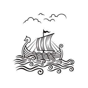 Viking drakkar image. Viking transport ship