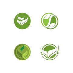 Logos of green Tree leaf ecology