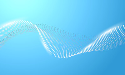 Fototapeta premium Abstract digital wave of particles. Abstract dotted halftone wave, flow motion. Futuristic abstract metal white gradient dot wave line. Futuristic and technology illustration, modern element. Vector