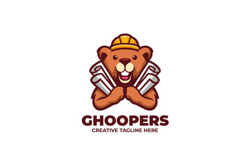 Gopher Reparation Service Cartoon Mascot Logo - obrazy, fototapety, plakaty