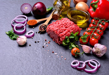 Beef meat with spices and vegetables