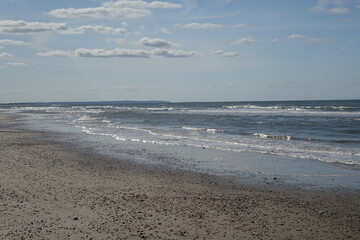 Looking south over Jammerbugt on Blokhus Strand (Blokhus Beach) on a sunny day, Northern Jutland, Denmark
