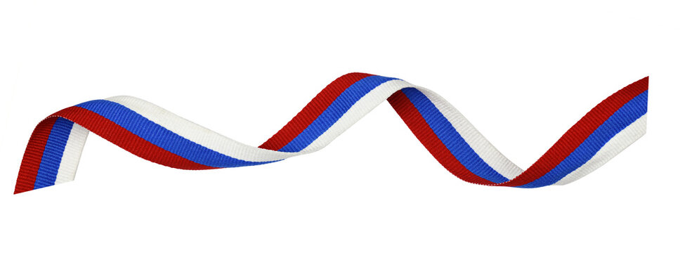 Twisted Rep Ribbon In Colors Of Russian Flag Isolated