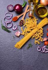 Fresh pasta with spices and vegetables