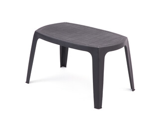 Gray Plastic Table Against White Background.