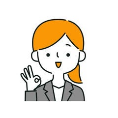OKのサインをするビジネスウーマンのイラスト