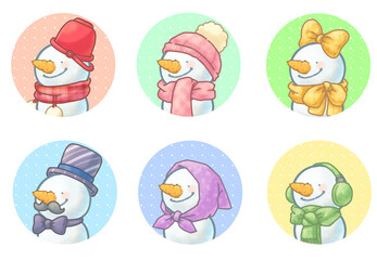 スノーマンアイコン　6種類セット　カラフルver