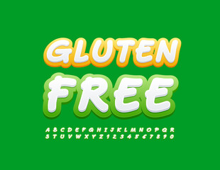 Vector bright Sign Gluten Free. Modern Handwritten Font. Artistic Alphabet Letters and Numbers set