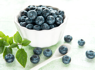 Blueberries on wooden background